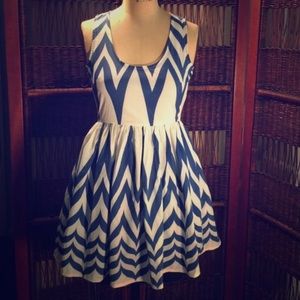 LF Blue and White Chiffon Dress